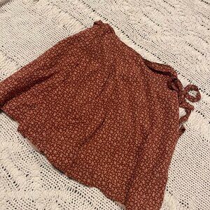 Adorable Brandy Melville floral brown wrap skirt....
